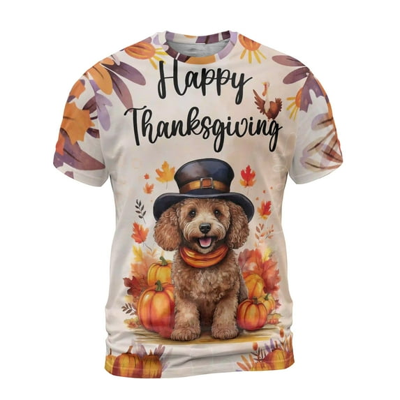 Happy Thanksgiving Poodle Welcome Thankful Fall Autumn Pumpkin All Over Print 3D Shirt Unisex Merch Poodles Dog Lover Gifts Idea - 02021