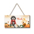 thumbnail image 1 of Happy Thanksgiving Portuguese Water Dog with Turkey Pumpkins Autumn Vibes Landscape Wood Sign PWD Portie Fishing Dog Lover Hanging Wall Home Decor - 12018, 1 of 5
