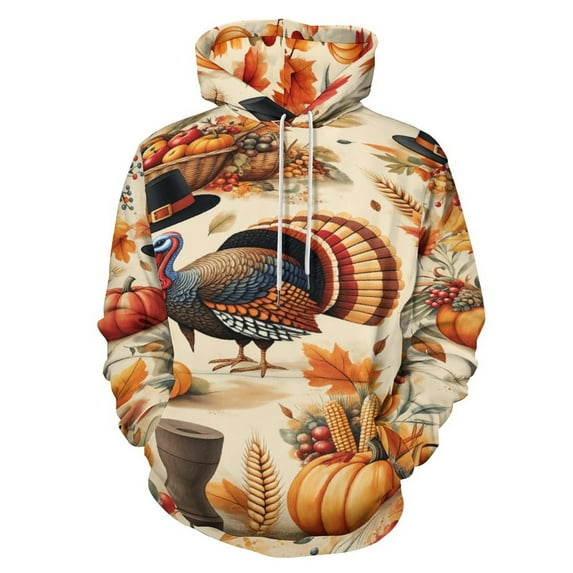 Happy Thanksgiving Pumpkin Turkey 3D Print Hoodie Men Women Autumn Thin Pullover Sweatshirt Vintage Streetwear Tops