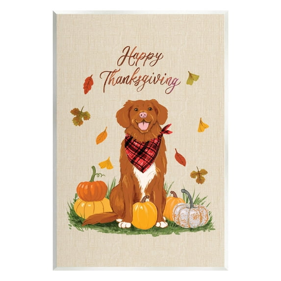 Happy Thanksgiving Pumpkins Dog Holiday Graphic Art Unframed Art Print Wall Art