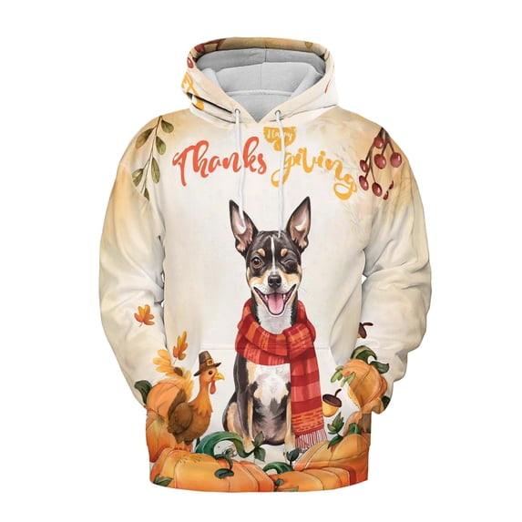 Happy Thanksgiving Rat Terrier with Turkey Pumpkins Autumn Vibes All Over Print 3D Hoodie Unisex Merch Hoodies Ratty Dog Lover - 12018