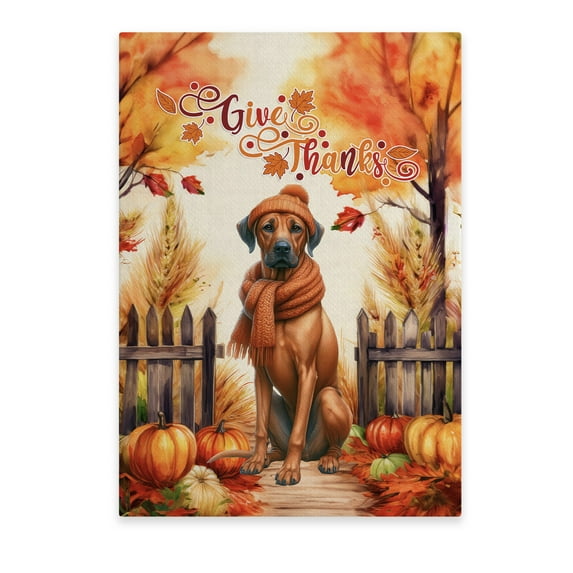 Happy Thanksgiving Rhodesian Ridgeback Give Thanks Fall Beanie Scarf Welcome Vertical Matte Canvas Poster Ridgebacks Dog Lover Gifts Wall Art Home Decor - 00020