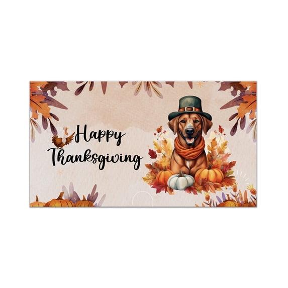 Happy Thanksgiving Rhodesian Ridgeback Welcome Thankful Fall Autumn Pumpkin Doormat Ridgebacks Dog Lover Gifts Indoor Outdoor Welcome Mat - 02021