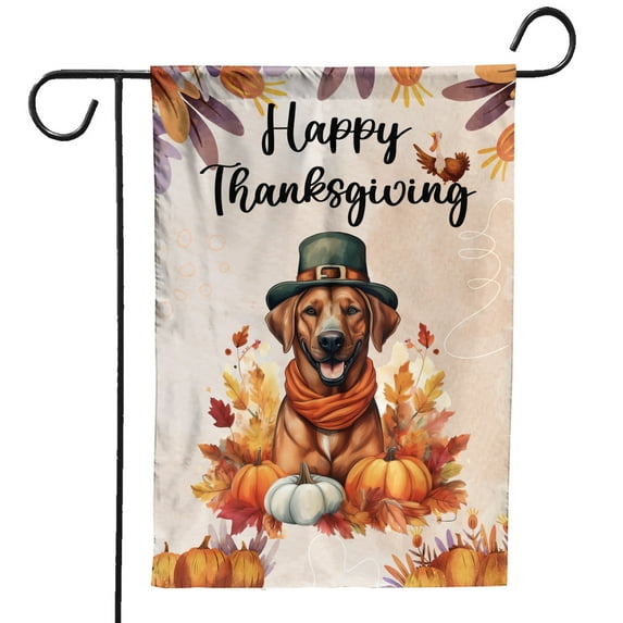 Happy Thanksgiving Rhodesian Ridgeback Welcome Thankful Fall Autumn Pumpkin Garden Flag 12x18in Double Sided Ridgebacks Dog Lover Gifts Outdoor Decor - 02021