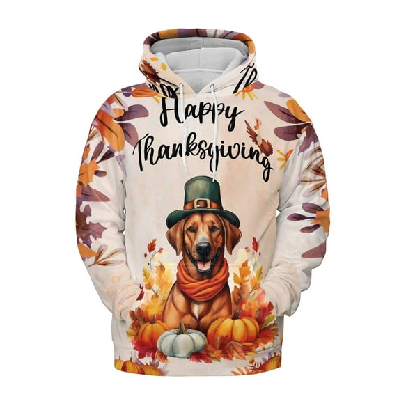 Happy Thanksgiving Rhodesian Ridgeback Welcome Thankful Fall Autumn Pumpkin All Over Print 3D Hoodie Unisex Merch Hoodies Ridgebacks Dog Lover Gifts - 02021