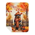 thumbnail image 1 of Happy Thanksgiving Rottweiler Give Thanks Fall Beanie Scarf Welcome Cozy Sherpa Blanket Rottie Dog Lover Gifts Idea Warm Soft Throw Blanket - 00020, 1 of 5