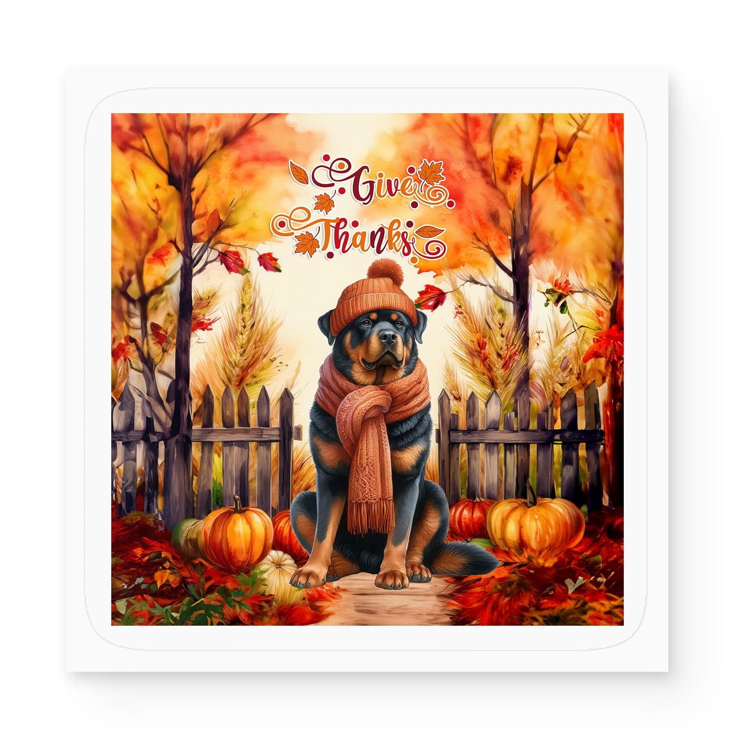 Happy Thanksgiving Rottweiler Give Thanks Fall Beanie Scarf Welcome ...
