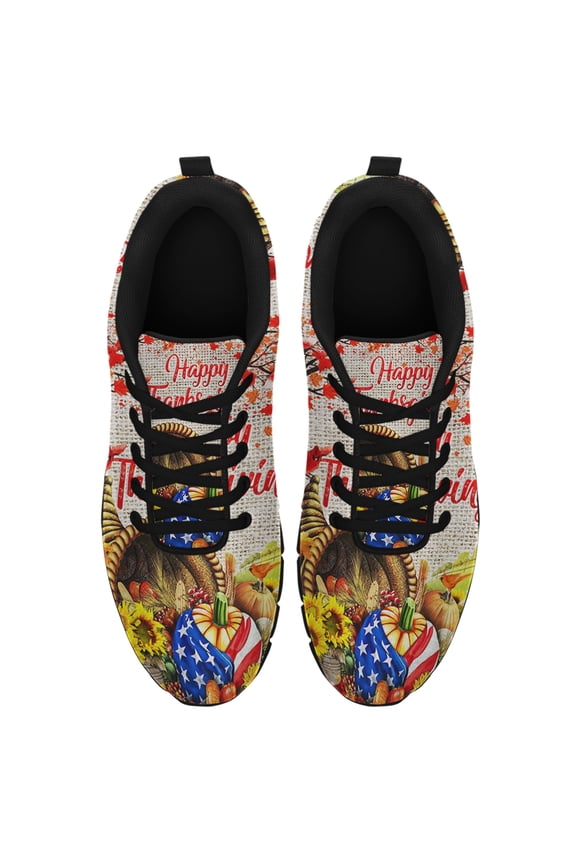 Happy Thanksgiving Running Shoes Sneakers Mesh Black Size 4