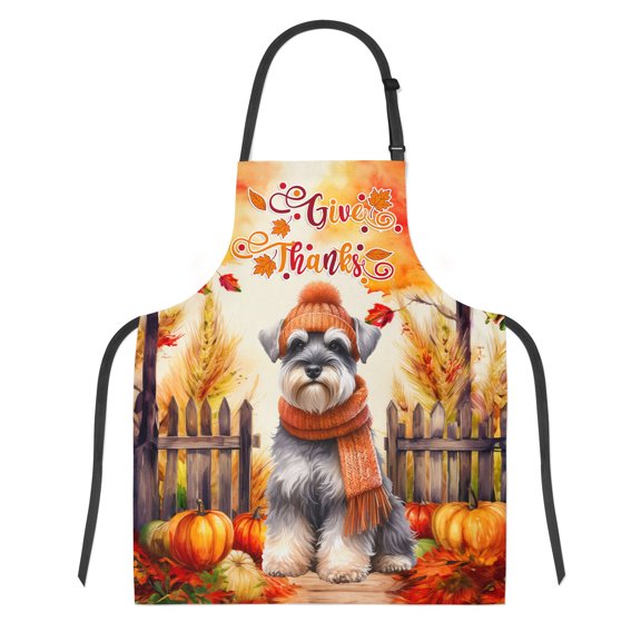 Happy Thanksgiving Schnauzer Give Thanks Fall Beanie Scarf Welcome Apron Miniature Schnauzer Dog Lover for Cooking Grilling Baking Painting Gardening - 00020