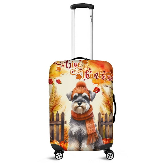 Happy Thanksgiving Schnauzer Give Thanks Fall Beanie Scarf Welcome Travel Luggage Cover Miniature Schnauzer Dog Lover Suitcase Dust Protective Decor - 00020
