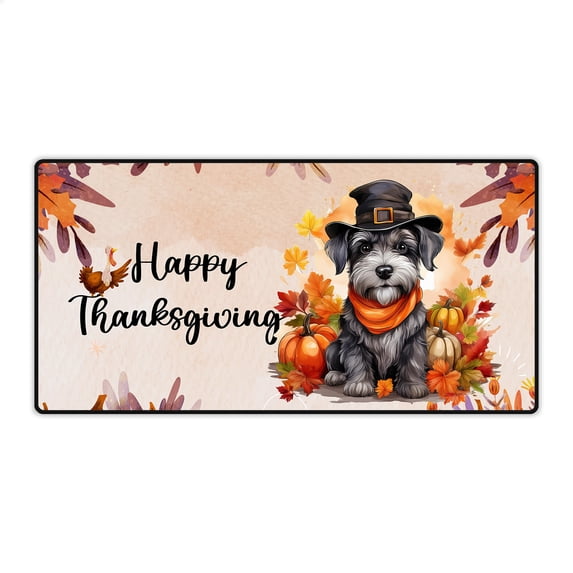 Happy Thanksgiving Schnauzer Welcome Thankful Fall Autumn Pumpkin Desk Mat Full Keyboard Mouse Pad Miniature Schnauzer Dog Lover Large Mousepad - 02021