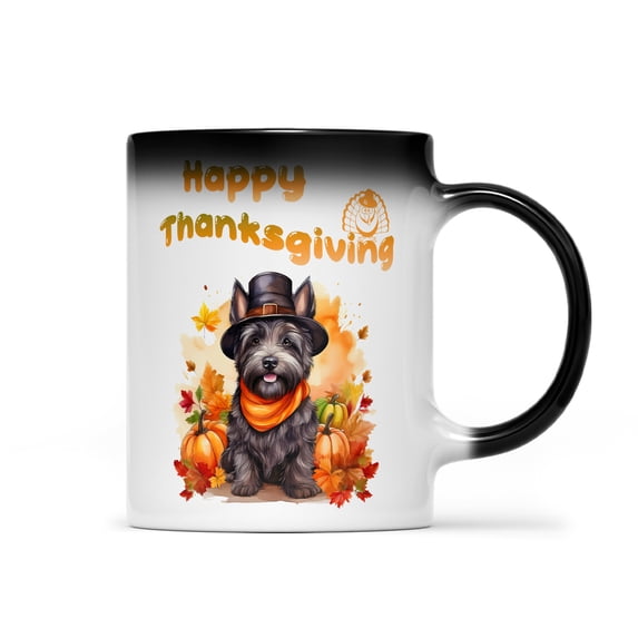 Happy Thanksgiving Scottish Terrier Welcome Thankful Fall Autumn Pumpkin Heat Color Changing Mug Scottie Dog Lover Gifts Magic Coffee Mug - 02021