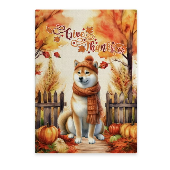 Happy Thanksgiving Shiba Inu Give Thanks Fall Beanie Scarf Welcome Vertical Matte Canvas Poster Shibas Dog Lovers Gifts Idea Wall Art Home Decor - 00020