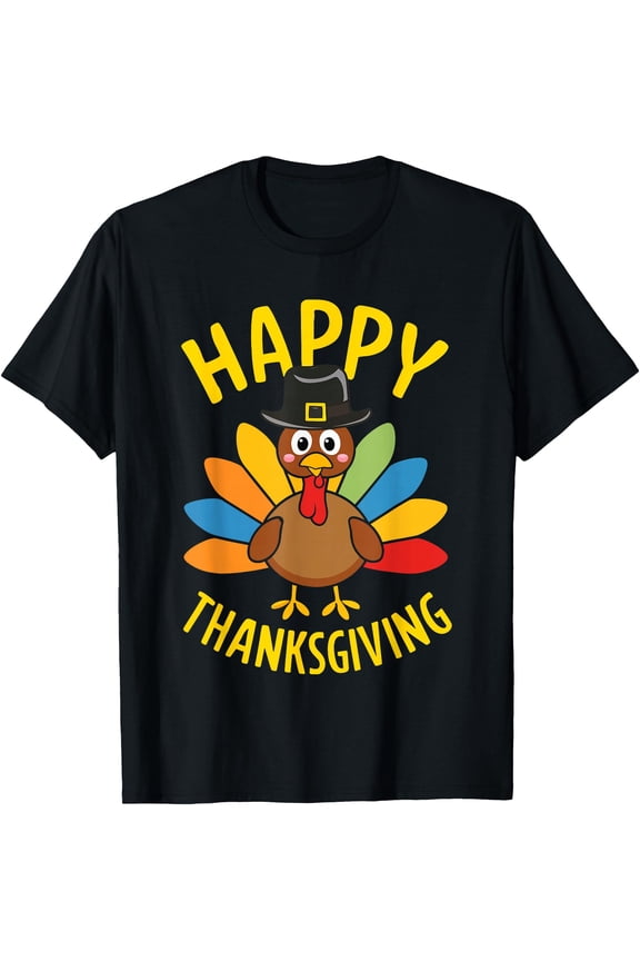 Happy Thanksgiving Shirt Men Women Kids Family Turkey Day T-Shirt,Top Tees,Black