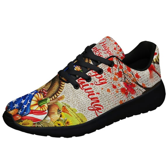 Happy Thanksgiving Shoes Sneakers for Women Men Black Size 3.5