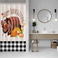 thumbnail image 1 of Happy Thanksgiving Shower Curtain Fallen Maples Funny Turkey Black and White Buffalo Feast Shower Curtain with Hooks for Bathroom Bath Bathtubs Fabric Waterproof with Hooks 36x72 Inches, 1 of 6