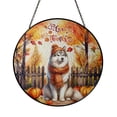 thumbnail image 1 of Happy Thanksgiving Siberian Husky Give Thanks Fall Beanie Scarf Welcome Stained Glass Suncatcher Husky Dog Lover Gifts Window Hanging Sign Decor - 00020, 1 of 5