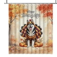 thumbnail image 1 of Happy Thanksgiving Siberian Husky Turkey Costume Pumpkins Autumn Leaves Shower Curtain Husky Dog Lover Gifts Waterproof Bathroom Bathtub Curtain - 130144, 1 of 5