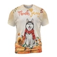 thumbnail image 1 of Happy Thanksgiving Siberian Husky with Turkey Pumpkins Autumn Vibes All Over Print 3D Shirt Unisex Merch Husky Dog Lover Gifts - 12018, 1 of 6