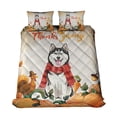 thumbnail image 1 of Happy Thanksgiving Siberian Husky with Turkey Pumpkins Autumn Vibes Quilt Bedding Set Husky Dog Lover Gifts 1 Blanket Bed Cover 2 Pillowcases - 12018, 1 of 5