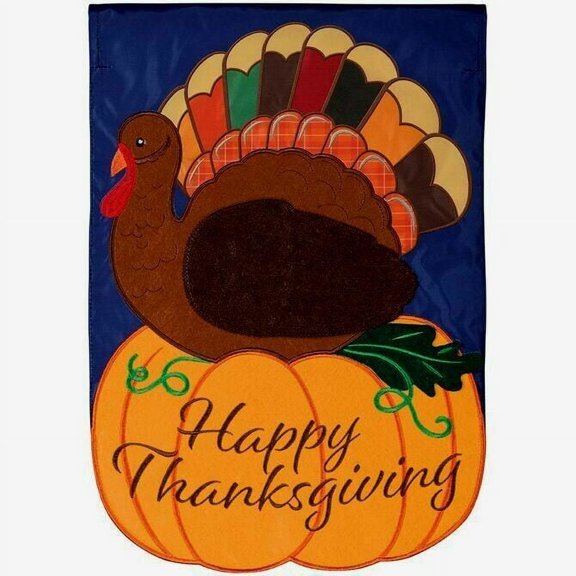 Happy Thanksgiving Turkey Applique Garden Flag
