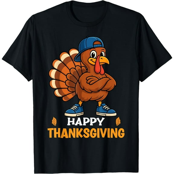 Happy Thanksgiving Turkey Boys Kids Men Dinner Fall Family T-Shirt
