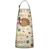 Happy Thanksgiving Turkey Fall Leaves Apron-Garden Aprons for Women with Pockets-Cotton Linen Waterproof Kitchen Cooking Gardening Aprons Adjustable for Kitchen,Cooking,BBQ and Salon 33"x27"