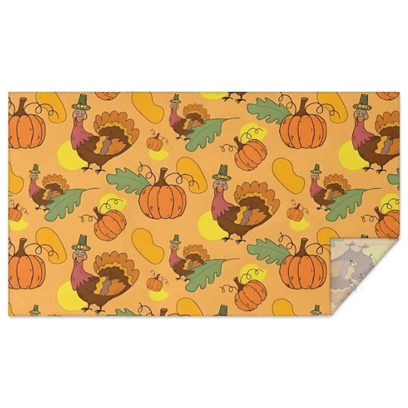 Happy Thanksgiving Turkey Fall Leaves Pumpkin Rectangle Tablecloth 60"x102",Waterproof Polyester Rectangle Table Cloth, Wipeable Spillproof Polyester Tablecloth for Dining, Camping, Indoor and Outdoor