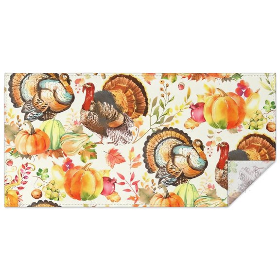 Happy Thanksgiving Turkey Fall Leaves Pumpkin Rectangle Tablecloth 60"x120",Waterproof Polyester Rectangle Table Cloth, Wipeable Spillproof Polyester Tablecloth for Dining, Camping, Indoor and Outdoor