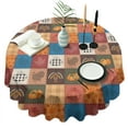 thumbnail image 1 of Happy Thanksgiving Turkey Fall Leaves Pumpkin Round Tablecloth 60" X 60",Wrinkle Wipeable Table Cloth for Kitchen Dining Room Picnic Patio Party, 1 of 6