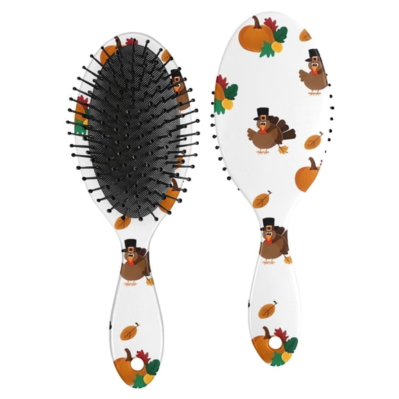 Happy Thanksgiving Turkey Fall Pumpkin Hair Brush,Girls Detangling Hair Brush,Glide Through Tangles with Ease for Wet & Dry Hair