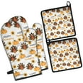 thumbnail image 1 of Happy Thanksgiving Turkey Fall Pumpkin Kitchen Oven Mitt and Pot Holder Sets 4 Pcs for Baking, Cooking and Grilling, Heat Resistant Up To 392 °F, 1 of 7