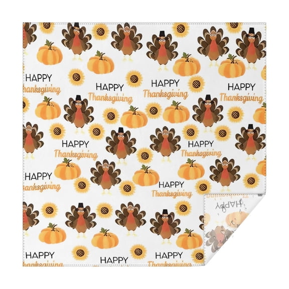 Happy Thanksgiving Turkey Fall Pumpkin Square Tablecloth,Waterproof Square Table Cover,Wipeable Spillproof Washable Table Cover for Home Kitchen Party Decor 42"X42"(107x107cm)