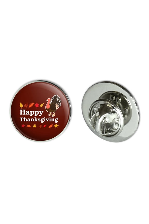 Happy Thanksgiving Turkey Metal 0.75" Lapel Hat Pin Tie Tack Pinback