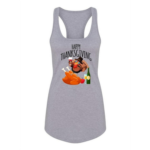 Happy Thanksgiving Turkey Racerback Tank Women -SPIdeals Designs, Female Large
