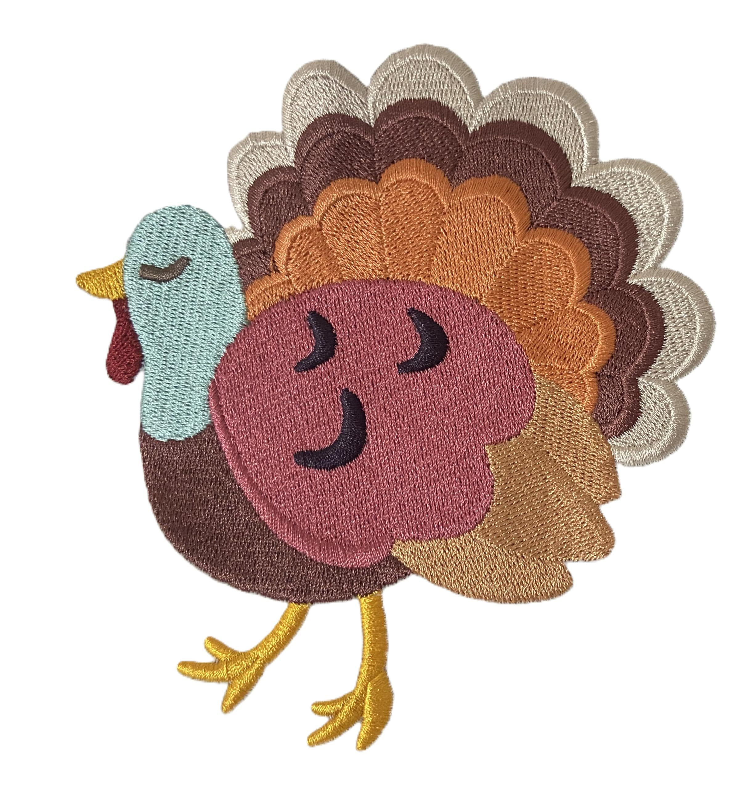 Happy Thanksgiving (Turkey Trot) Custom and Unique Embroidered Iron on/Sew Patch (4.87' x 5.21')