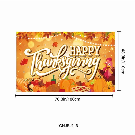 Happy Thanksgiving Vinyl Backdrop Banner, 70.8x43.3 Inch Fall Harvest Photo Background, Decor Banner for Thanksgiving Party, Dinner, Photography, Wall Decor