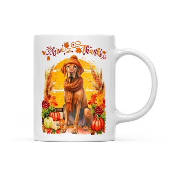 Happy Thanksgiving Vizsla Give Thanks Fall Beanie Scarf Welcome Mug Vizslas Dog Lover Gifts Idea Coffee Tea Cup - 00020