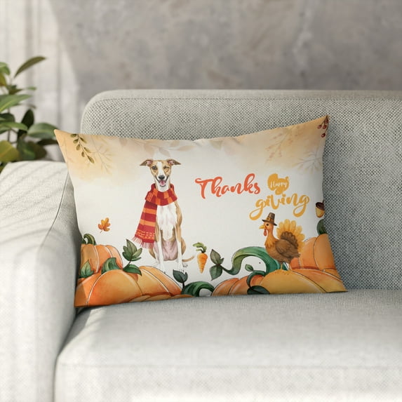 Happy Thanksgiving Whippet with Turkey Pumpkins Autumn Vibes Pillowcase Double Sided Dog Lover Pillow Case Covers - 12018