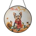 thumbnail image 1 of Happy Thanksgiving Yorkshire Terrier with Turkey Pumpkins Autumn Vibes Stained Glass Suncatcher Yorkie Dog Lover Gifts Window Hanging Sign Decor - 12018, 1 of 5