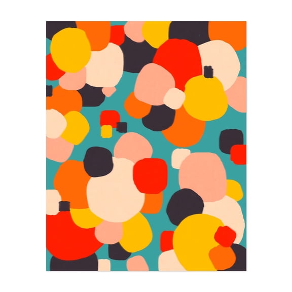 Happy Thoughts Rush In - India Digital Art Abstract Modern Art Pop Art Geometric Pattern Mid-Century Modern Unframed Wall Art Print 6 x 8 inches