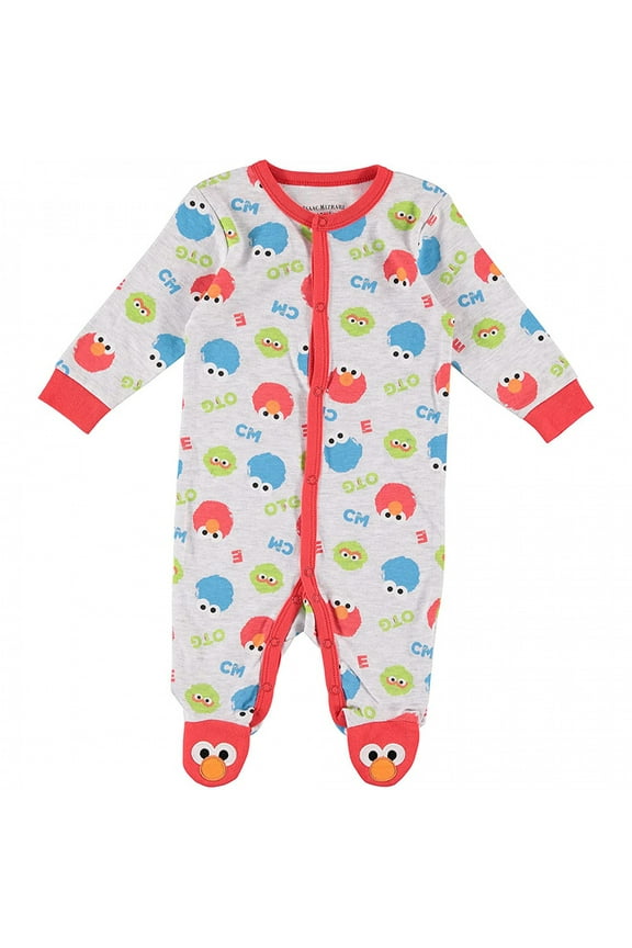 Happy Threads Baby Boys' Romper Long Sleeve Footie Bodysuit, Grey/Blue/Red, 6-9 Months