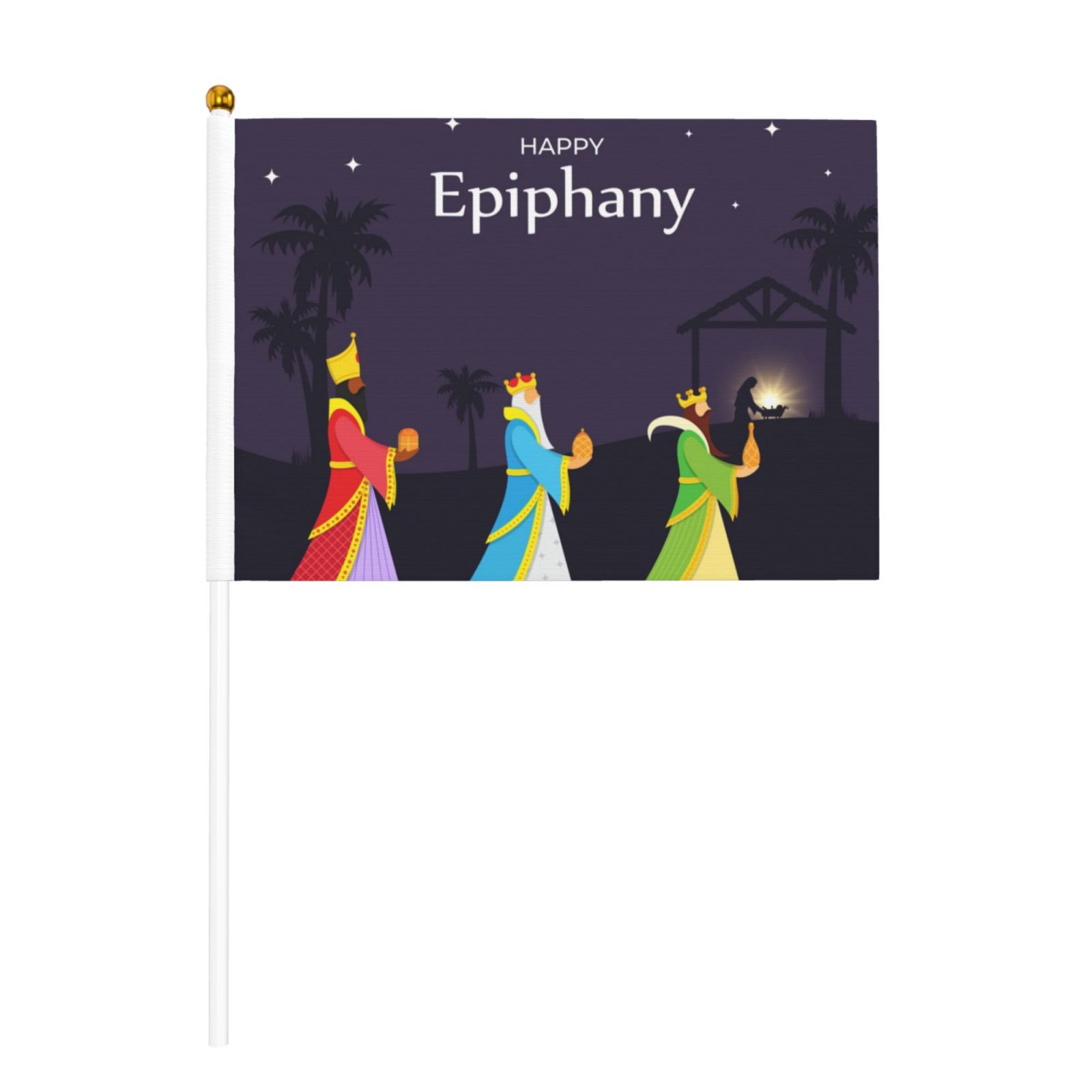Happy Three Kings Day Epiphany Day Flags 6 Packs Mini Handheld Flag