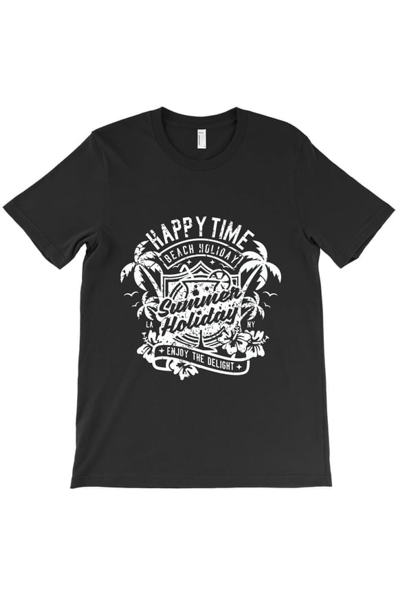 Happy Time Funny Summer Beach Holiday Vacation Graphic - Comfortable Fit, H7478 T-Shirt, for Men and Women, Up to Size 5XL