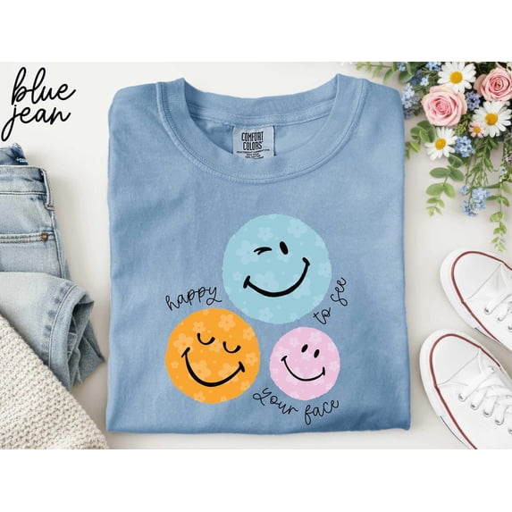 Happy To See Your Face TShirt Doodle Stars Shirt Teacher Tee Mental Health Top Gift for He