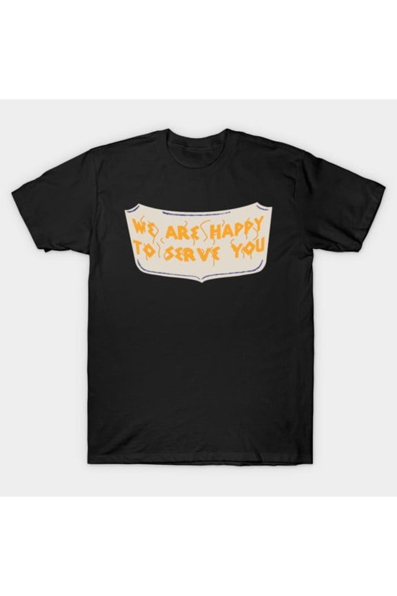 Happy To Serve Funny Parody Of A Thank You Bag With A Smiley Face Graphic Unisex T-Shirt