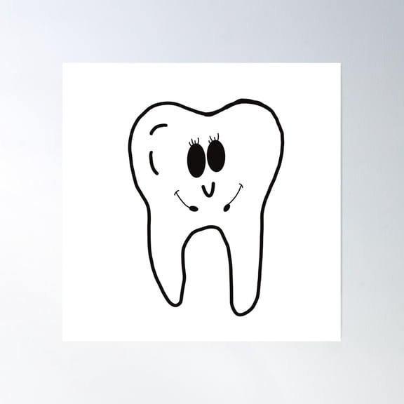 Happy Tooth Poster Wall Art, Modern Wall Decor, 16x16 UNFRAMED