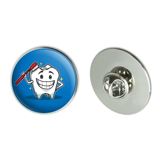 Happy Tooth Toothbrush Dentist Metal 1.1" Tie Tack Hat Lapel Pin Pinback
