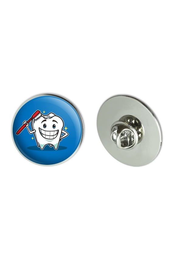 Happy Tooth Toothbrush Dentist Metal 1.1" Tie Tack Hat Lapel Pin Pinback