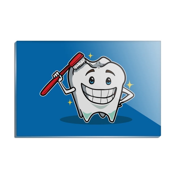 Happy Tooth Toothbrush Dentist Rectangle Acrylic Fridge Refrigerator Magnet